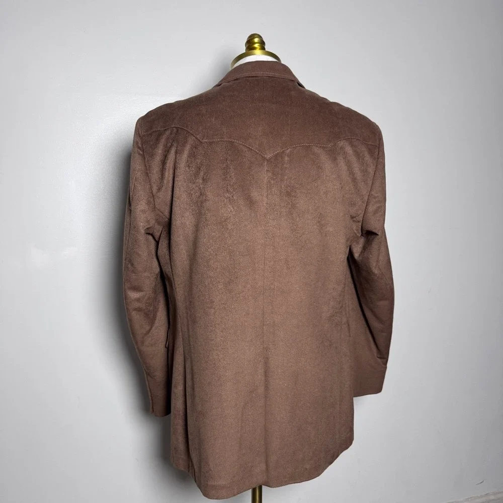 Grand Entry‎ Western Wear Blazer Mens 42R Brown Solid Faux Suede Cowboy Yoke